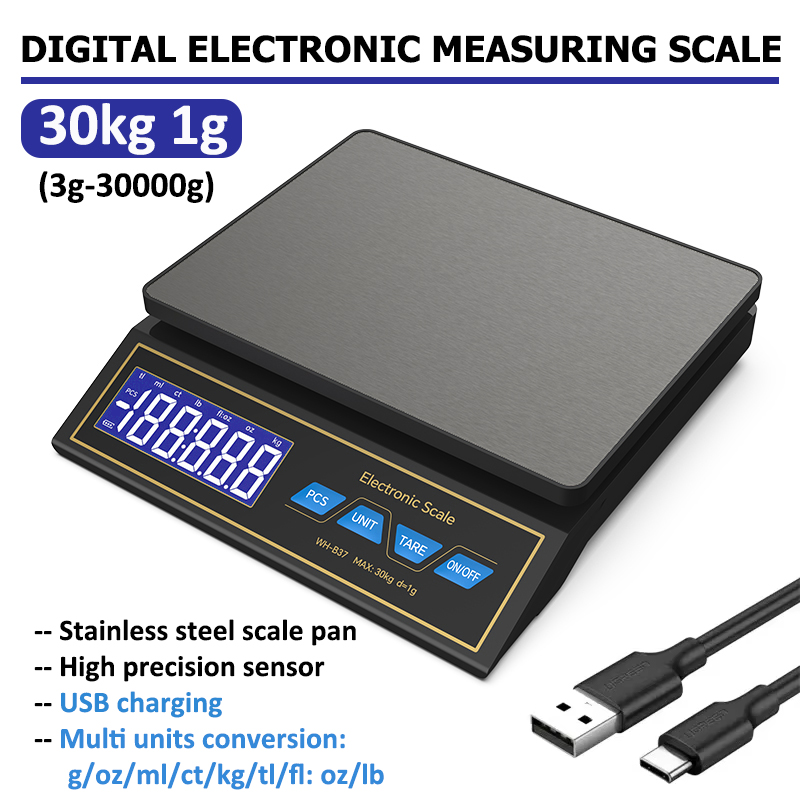 Kitchen Gadgets Electronic - LCD Digital Kitchen Scale 30kg/1g Rechargeable